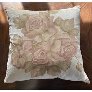 Eastern Accents Hand Crafted Hand Painted Rose Velvet Down Throw Pillow  21 x 21